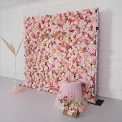 Uflower Flower Wall Pink Rose Floral Backdrop Wedding Party Proposal Decor