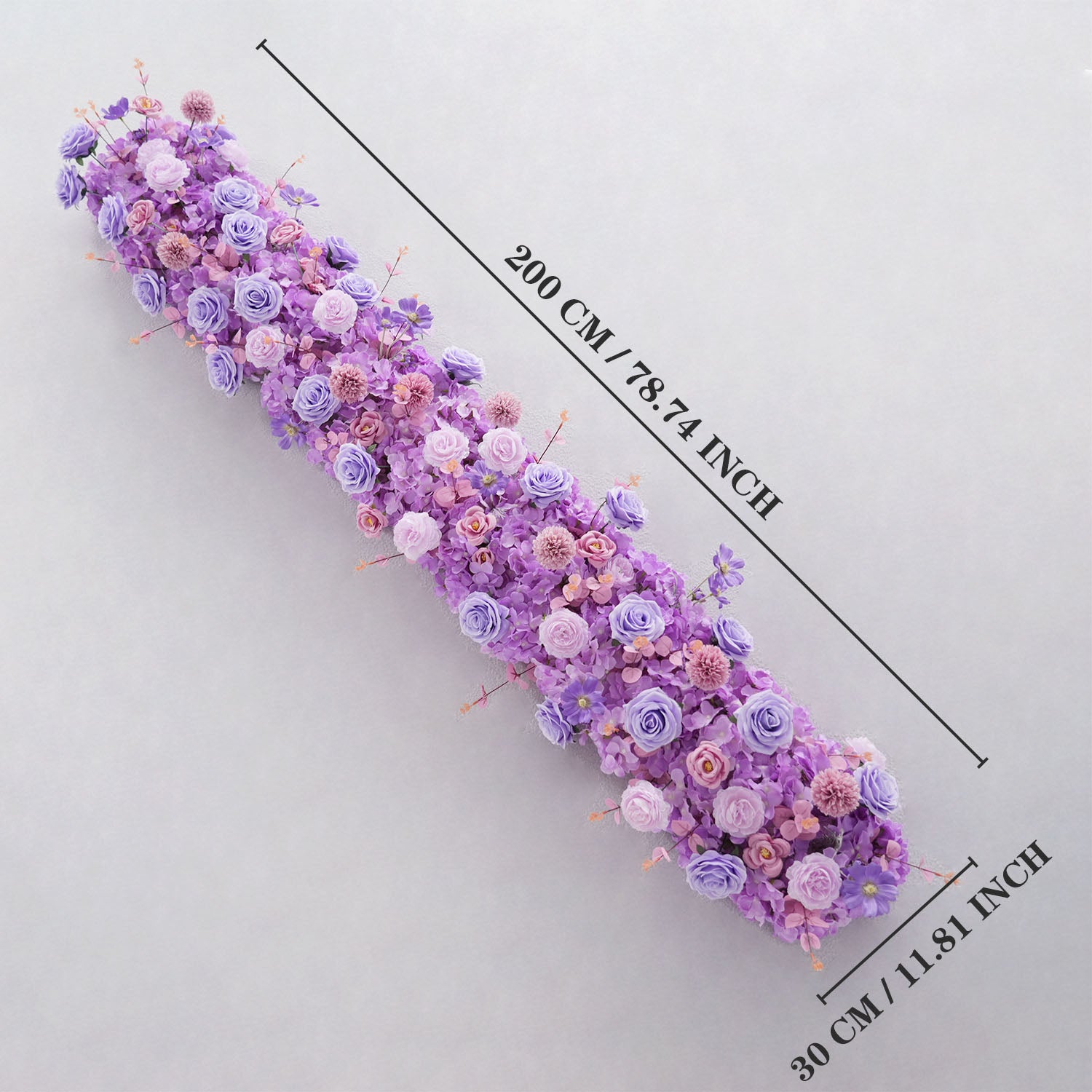 Uflower Purple Rose Table Runner Sofa Floral Wedding Backdrop Decor