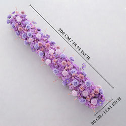 Uflower Purple Rose Table Runner Sofa Floral Wedding Backdrop Decor