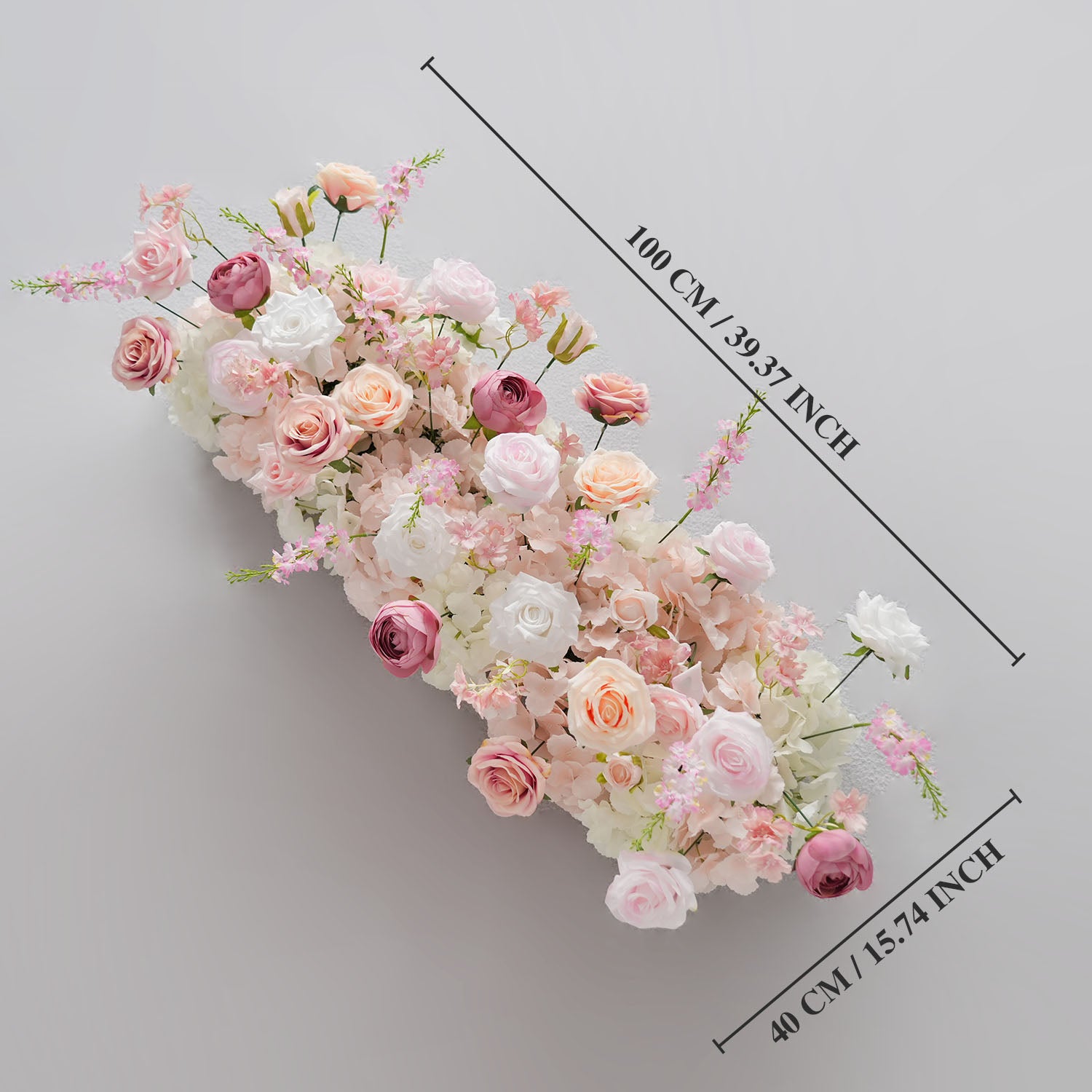 Uflower Pink Rose Sofa Table Runner Floor Flower Arrangement