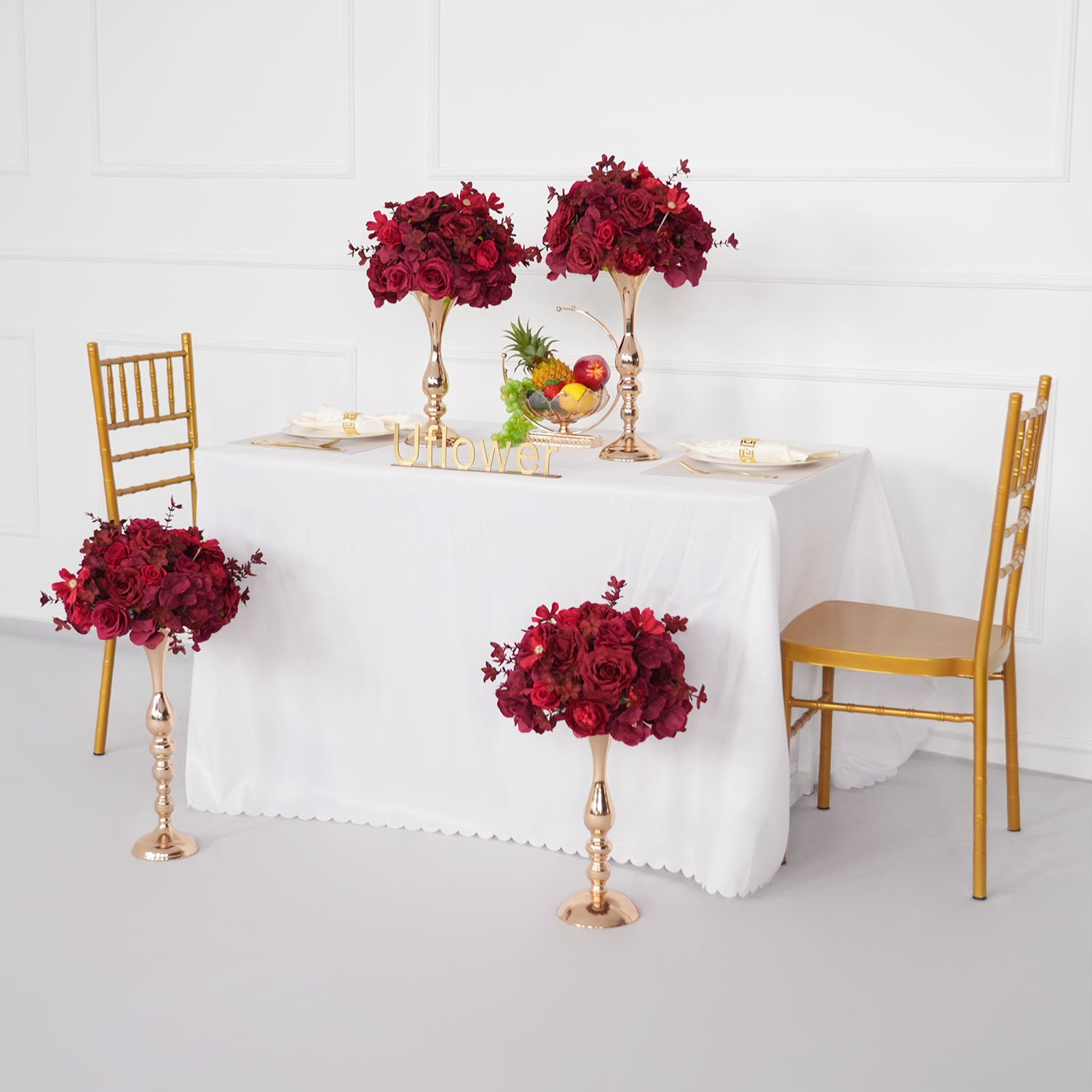 Uflower Red Table Centerpieces Floral Ball Wedding Decor Flower Arrangement