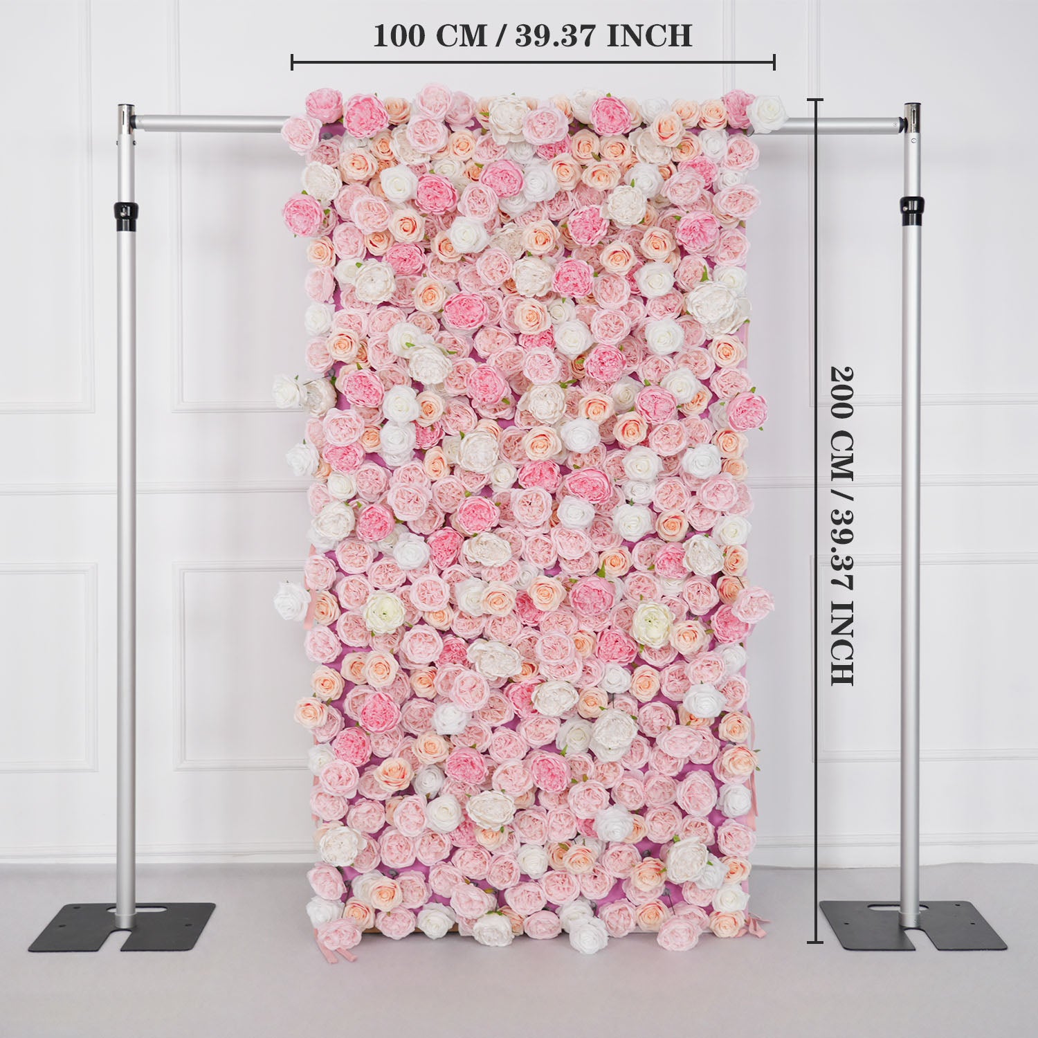 Uflower Artificial Pink Rose Wall Wedding Backdrop Decor