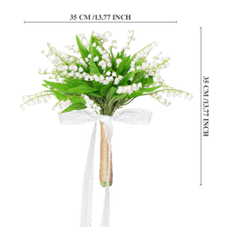 Uflower White Series With Greenery  Bride Bouquet Wrist Corsage Groom Boutonniere Wedding Event Supplies