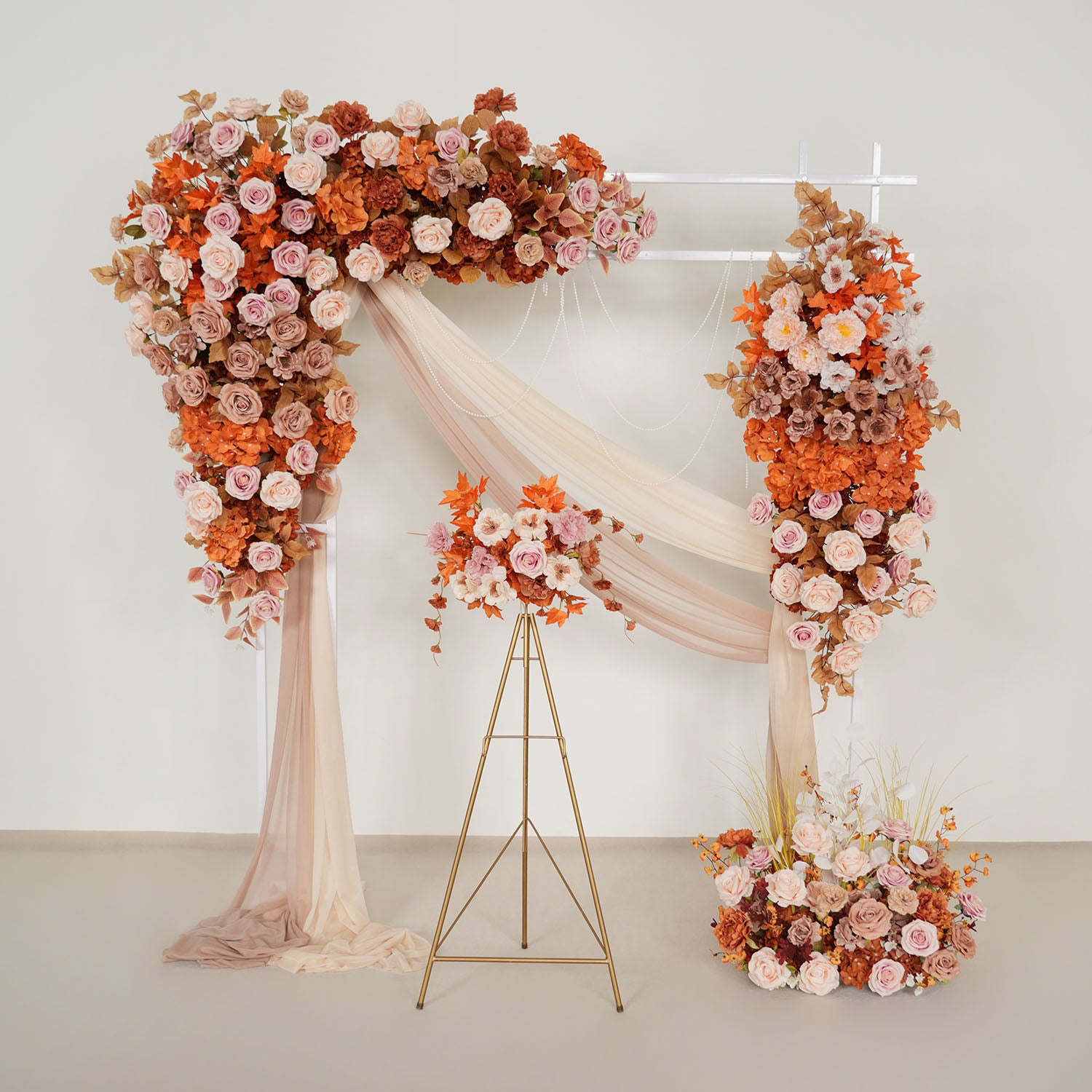 Uflower Artificial Autumn Pink Flower Row Wedding KT Backdrop Decor