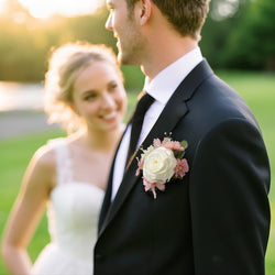 Uflower Pink White Series Bride Bouquet Wrist Corsage Groom Boutonniere Wedding Event Supplies