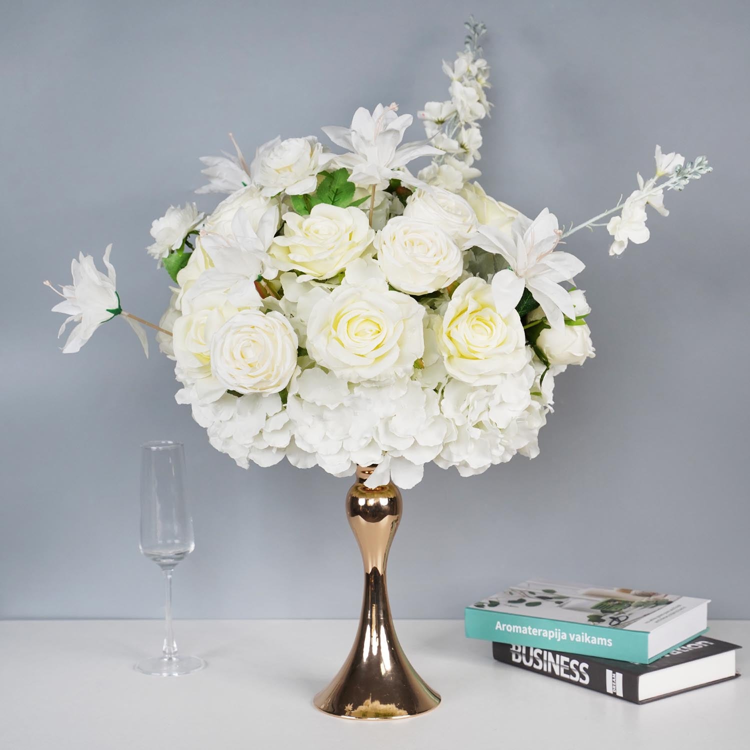 35cm Half-Sphere White Floral Arrangement  4  picture