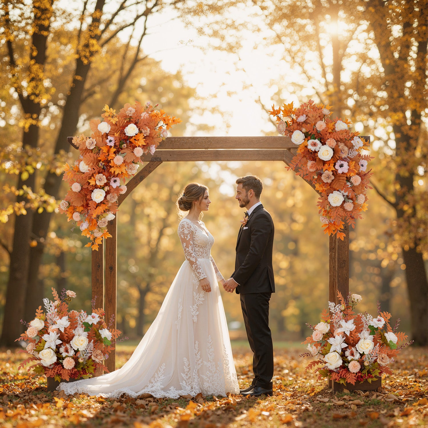 Artificial Orange Wedding KT Backdrop Flower Row Decor