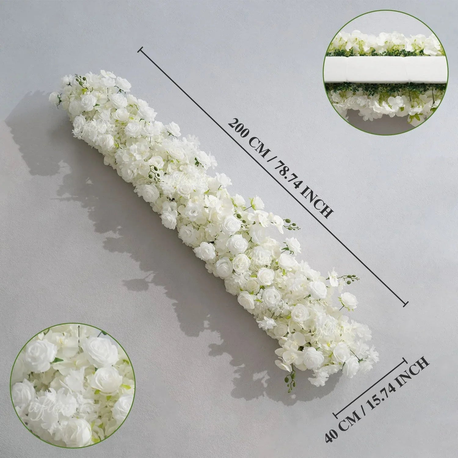 Uflower White Orchid Rose Table Runner Sofa Floral Wedding Backdrop Decor SET80185 - Uflower