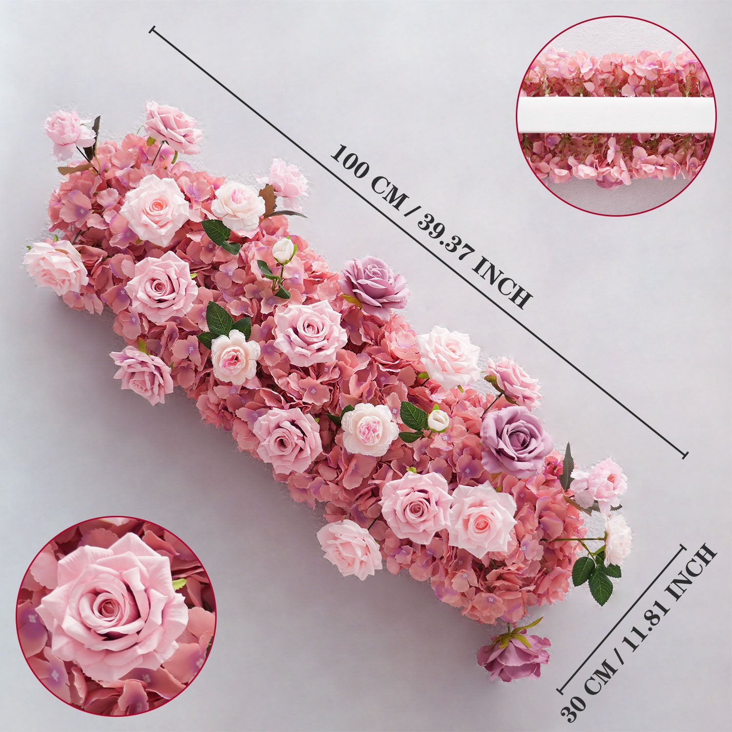 Uflower Purple Pink Floral Arrangement Wedding Party Backdrop Flower Row Decor