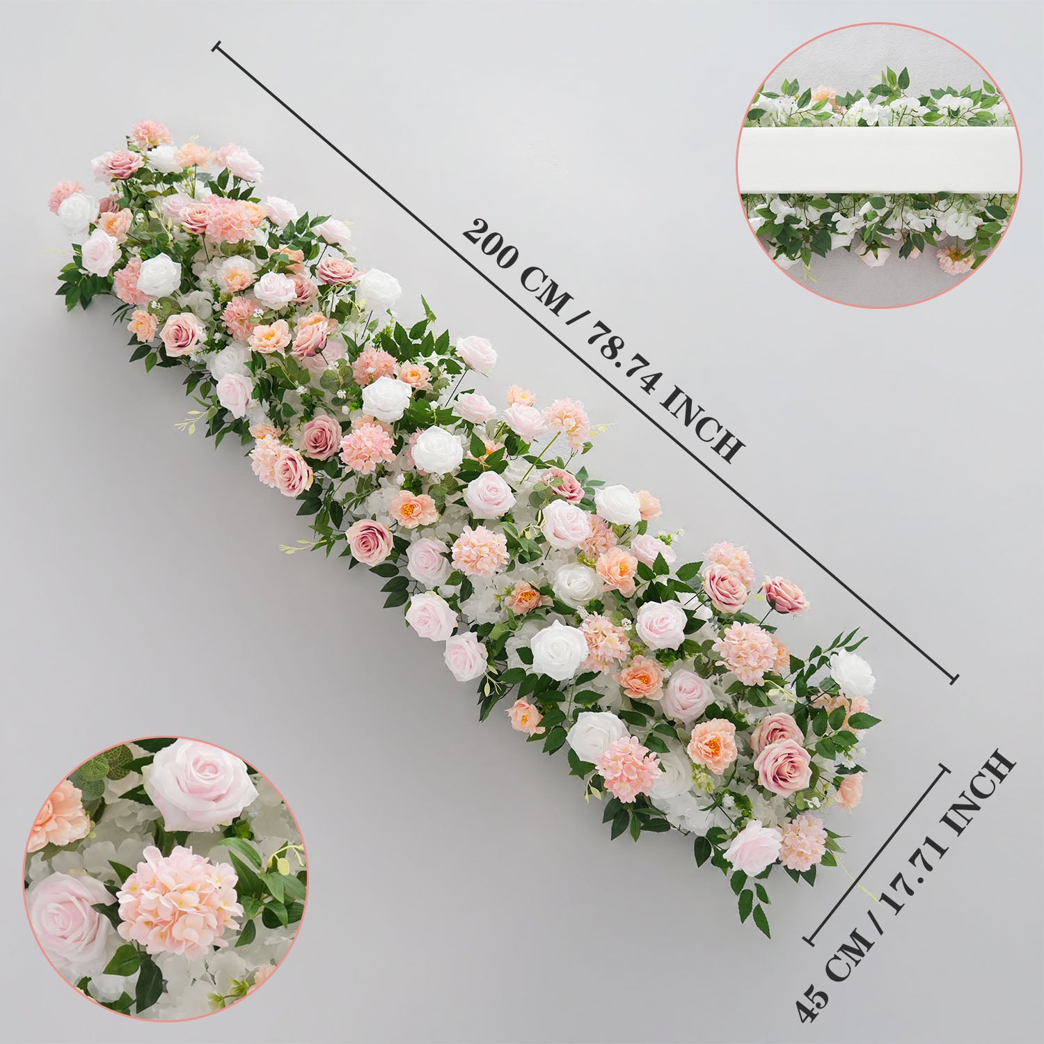 Uflower Pink White Rose Floral Square Arch Wedding Party Backdrop Decoration