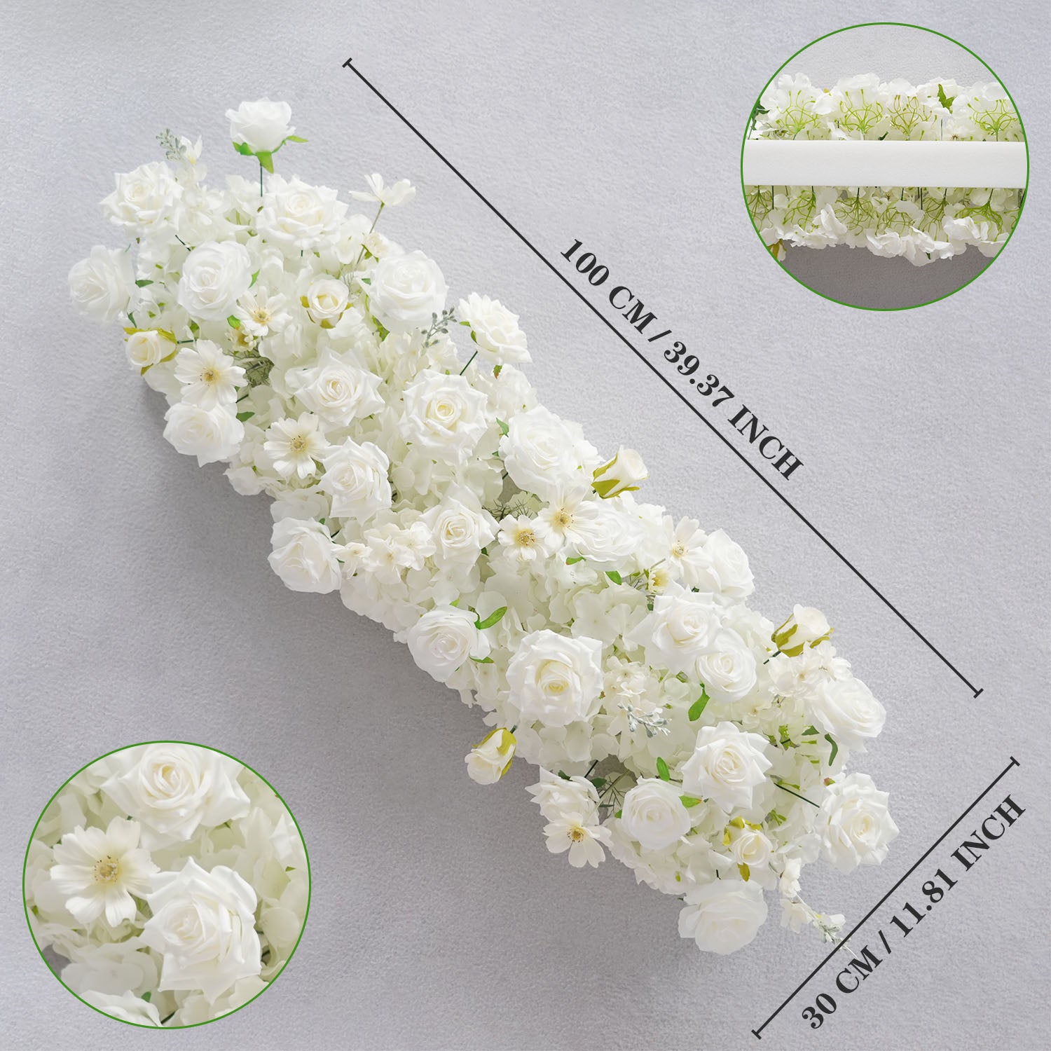 Uflower White Sofa Table Runner Floor Flower Arrangement Wedding KT Backdrop Decor