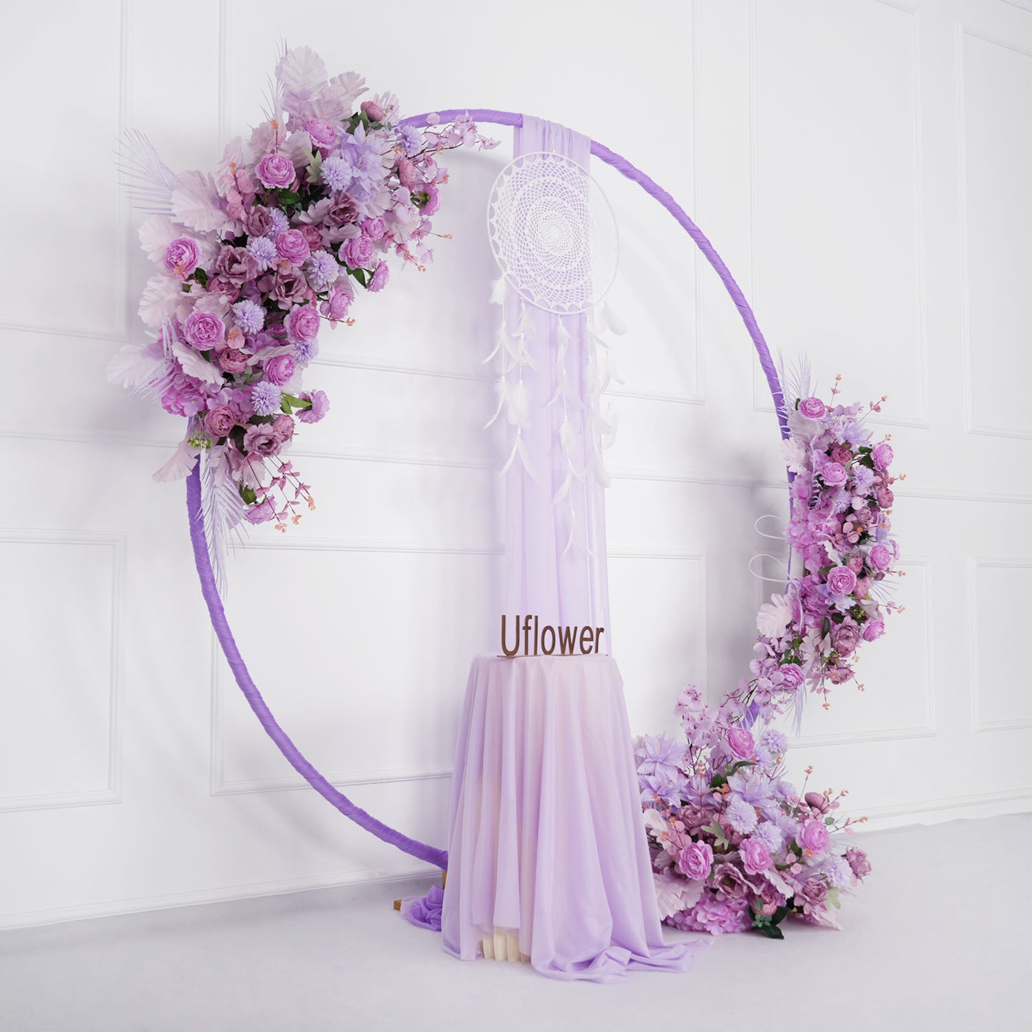 Artificial Purple Wedding KT Backdrop Flower Row Decor