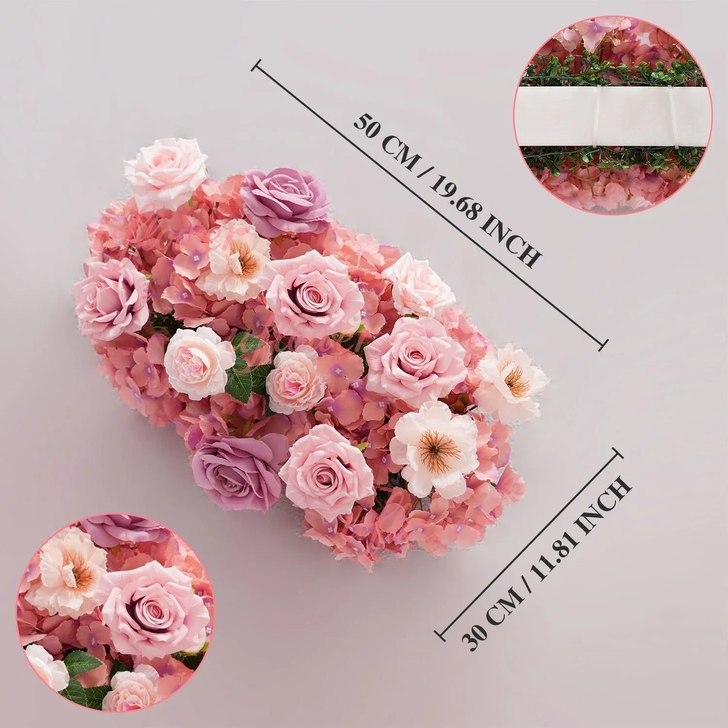 Uflower Purple Pink Floral Arrangement Wedding Party Backdrop Flower Row Decor SET80192 - Uflower