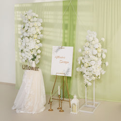 Uflower Artificial White Rose Flower Row Wedding KT Backdrop Decor