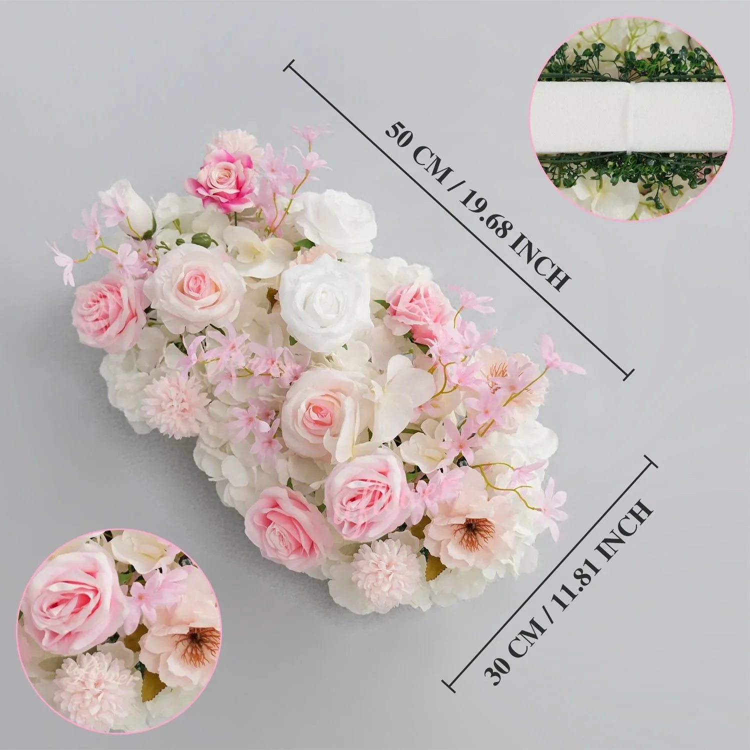 Uflower Artificial Pink White Flower Row Wedding KT Backdrop Decor SET80195 - Uflower