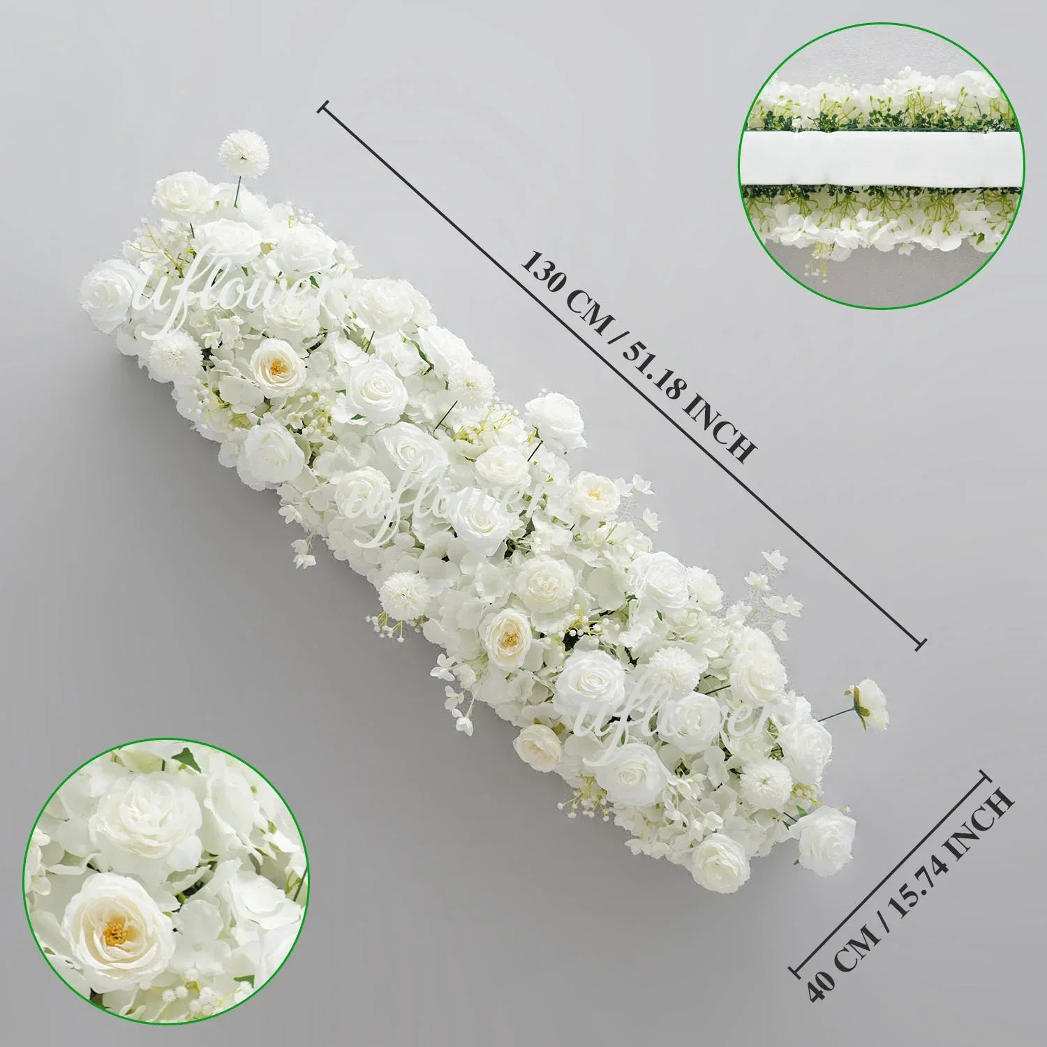 Uflower Pink White Rose Table Runner Sofa Floral Wedding Backdrop Decor - Uflower