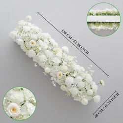 Uflower Pink White Rose Table Runner Sofa Floral Wedding Backdrop Decor