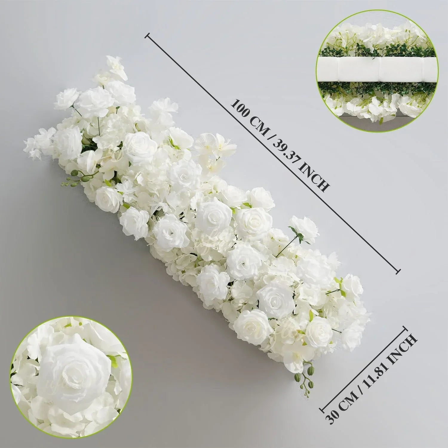 Uflower White Orchid Rose Table Runner Sofa Floral Wedding Backdrop Decor SET80185 - Uflower