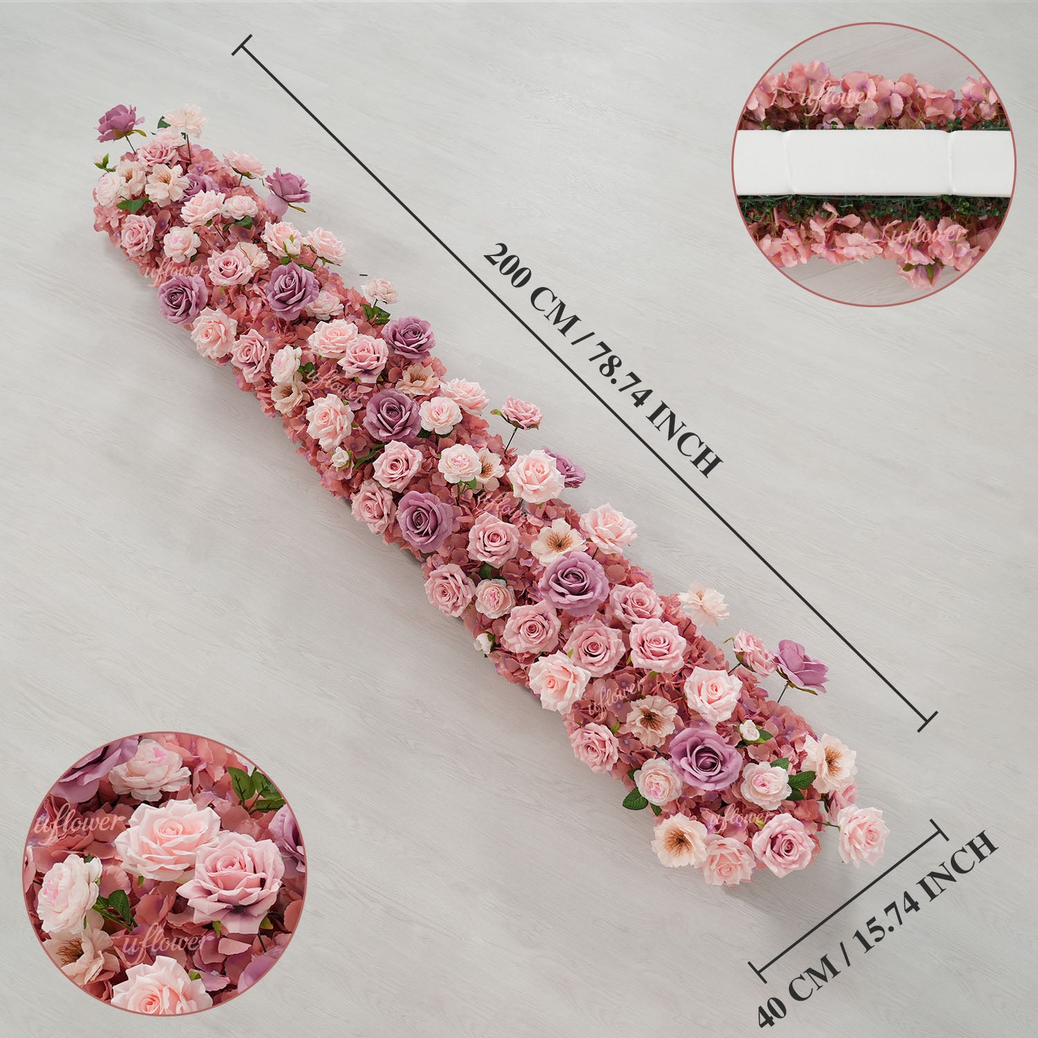 Uflower Purple Pink Floral Arrangement Wedding Party Backdrop Flower Row Decor