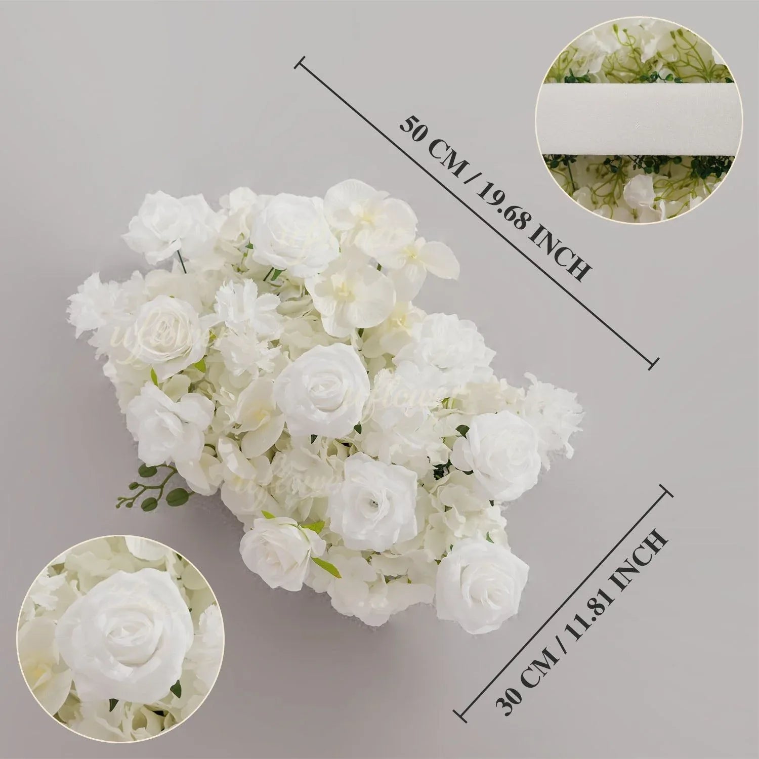 Uflower White Orchid Rose Table Runner Sofa Floral Wedding Backdrop Decor SET80185 - Uflower