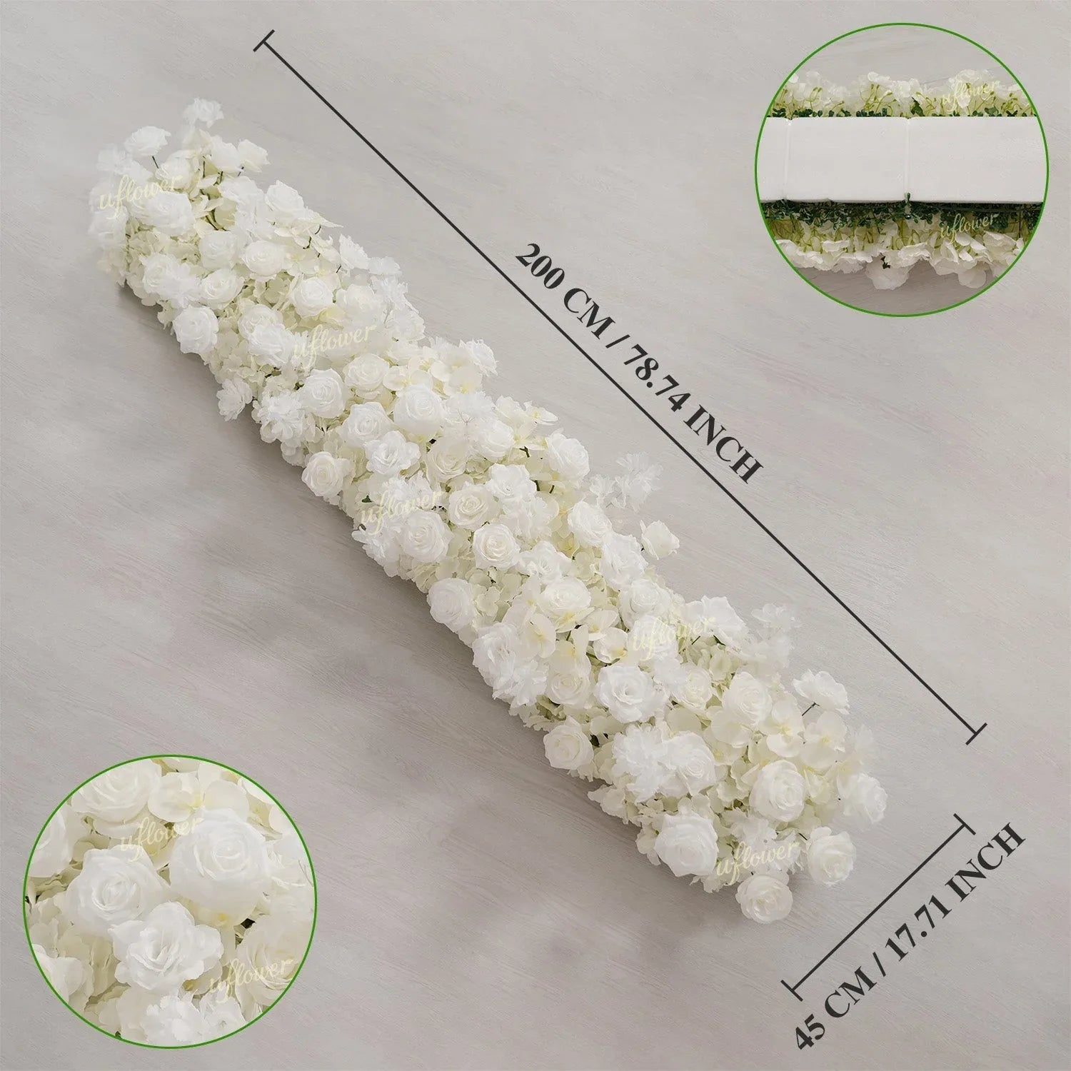 Uflower White Orchid Rose Table Runner Sofa Floral Wedding Backdrop Decor SET80185 - Uflower