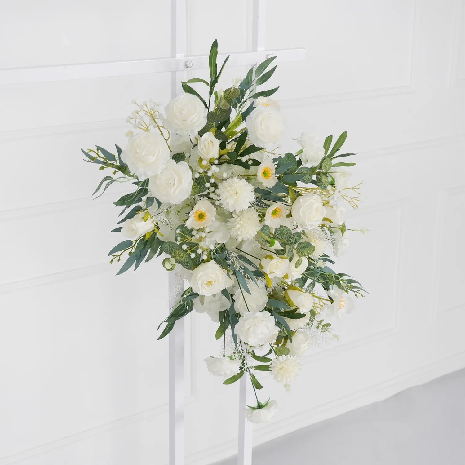 Artificial White Green Wedding KT Backdrop Flower Row Decor - Uflower