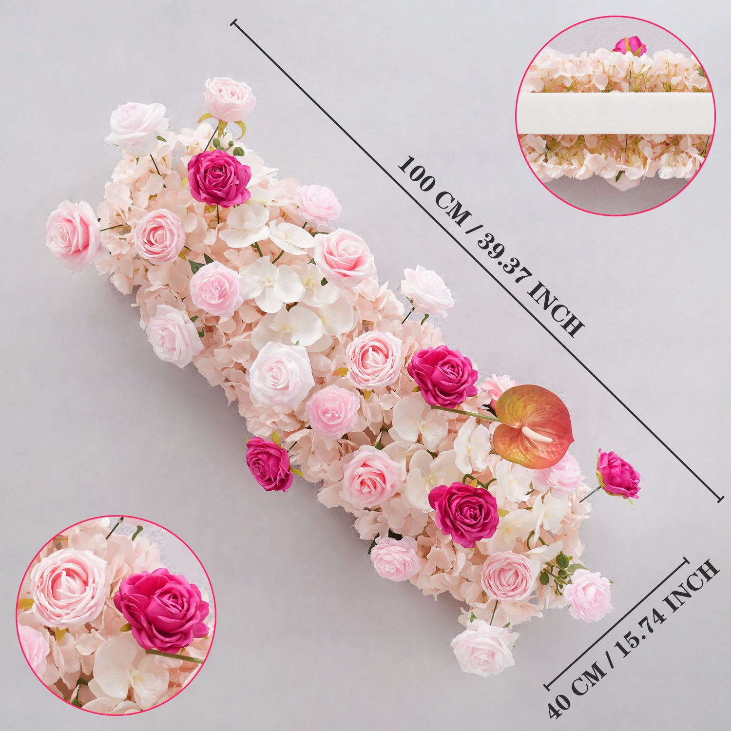 Uflower Pink Rose Floral Door Arch Wedding Party Backdrop Decoration
