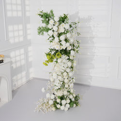 Uflower White Rose Green Leaf Floral Horn Arch Wedding Party Backdrop Decor