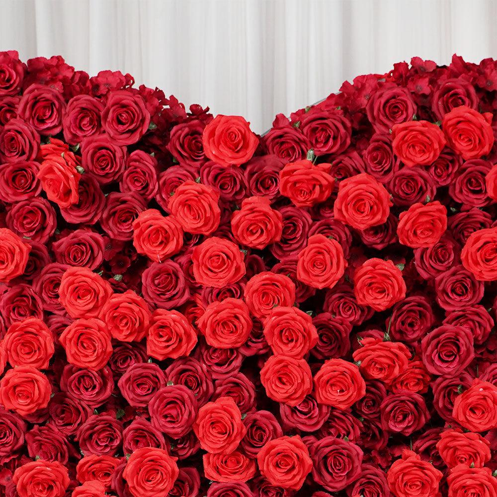 2*2m Red Rose Heart Shaped Flower Wall Wedding Background