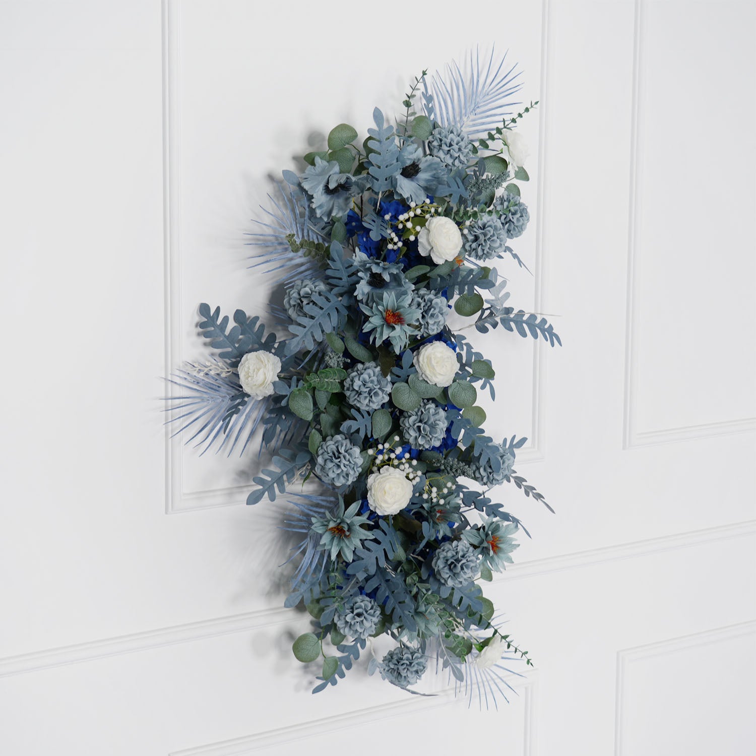 Artificial Grayish Blue Wedding KT Backdrop Flower Row Decor
