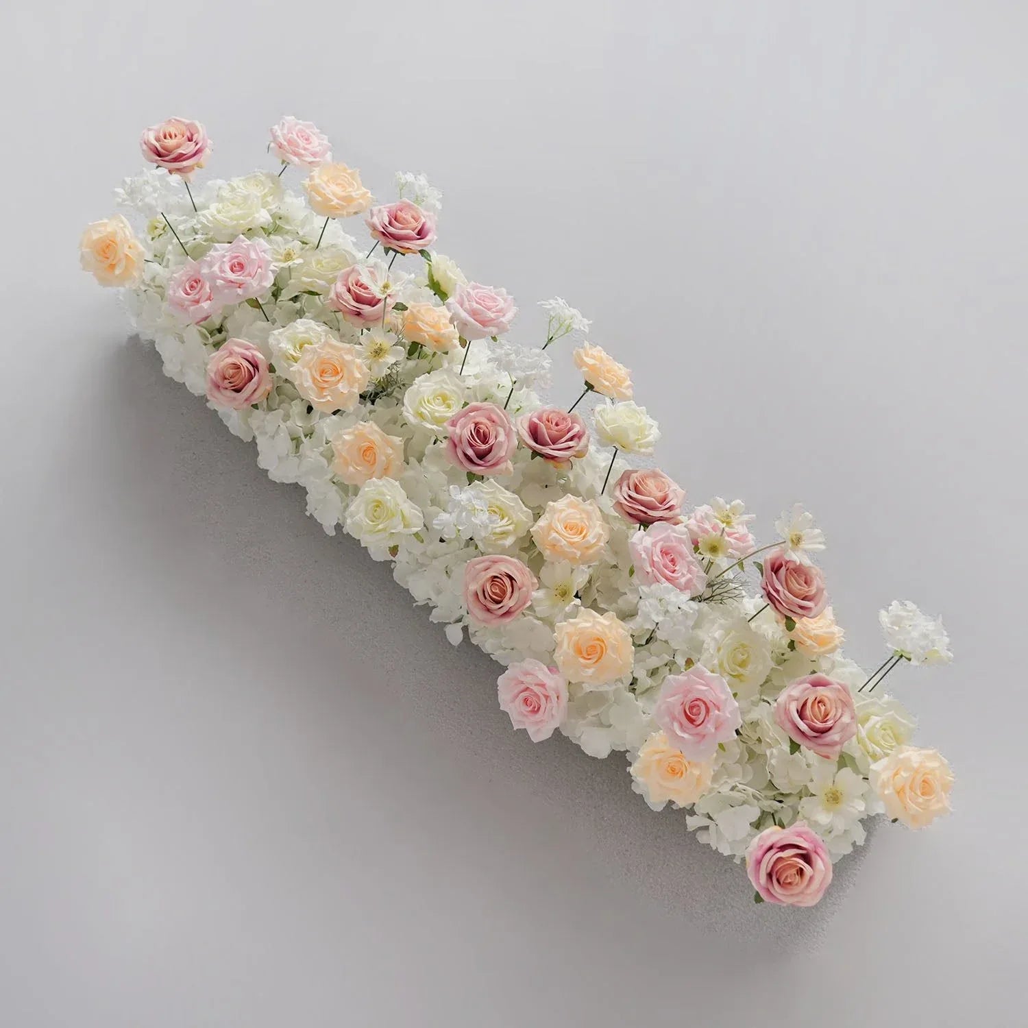 Uflower Champagne Pink Rose Table Runner Sofa Floral Wedding Backdrop Decor SET80132 - Uflower