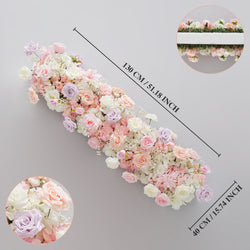Uflower Pink White Rose Table Runner Sofa Floral Wedding Backdrop Decor