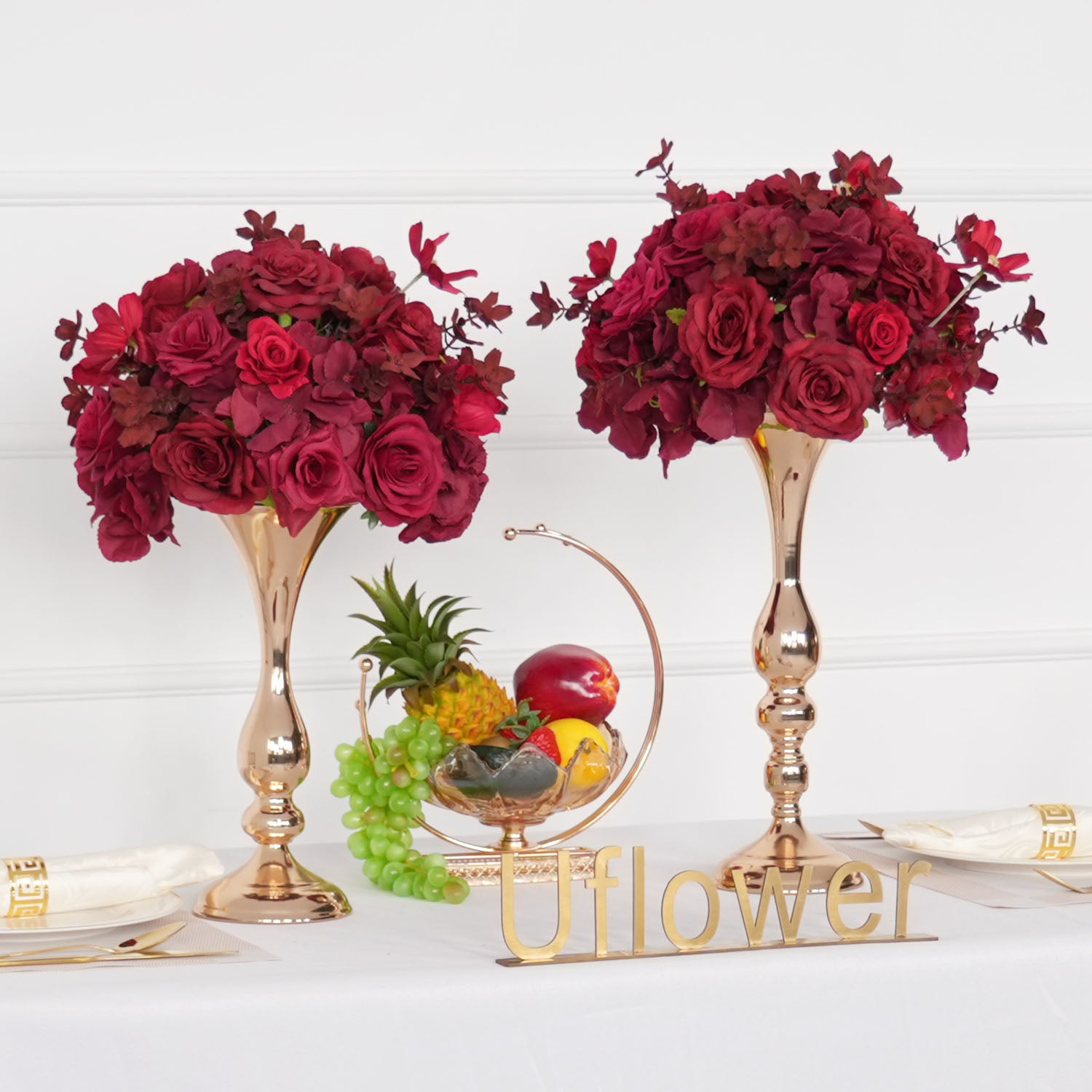 Uflower Red Table Centerpieces Floral Ball Wedding Decor Flower Arrangement