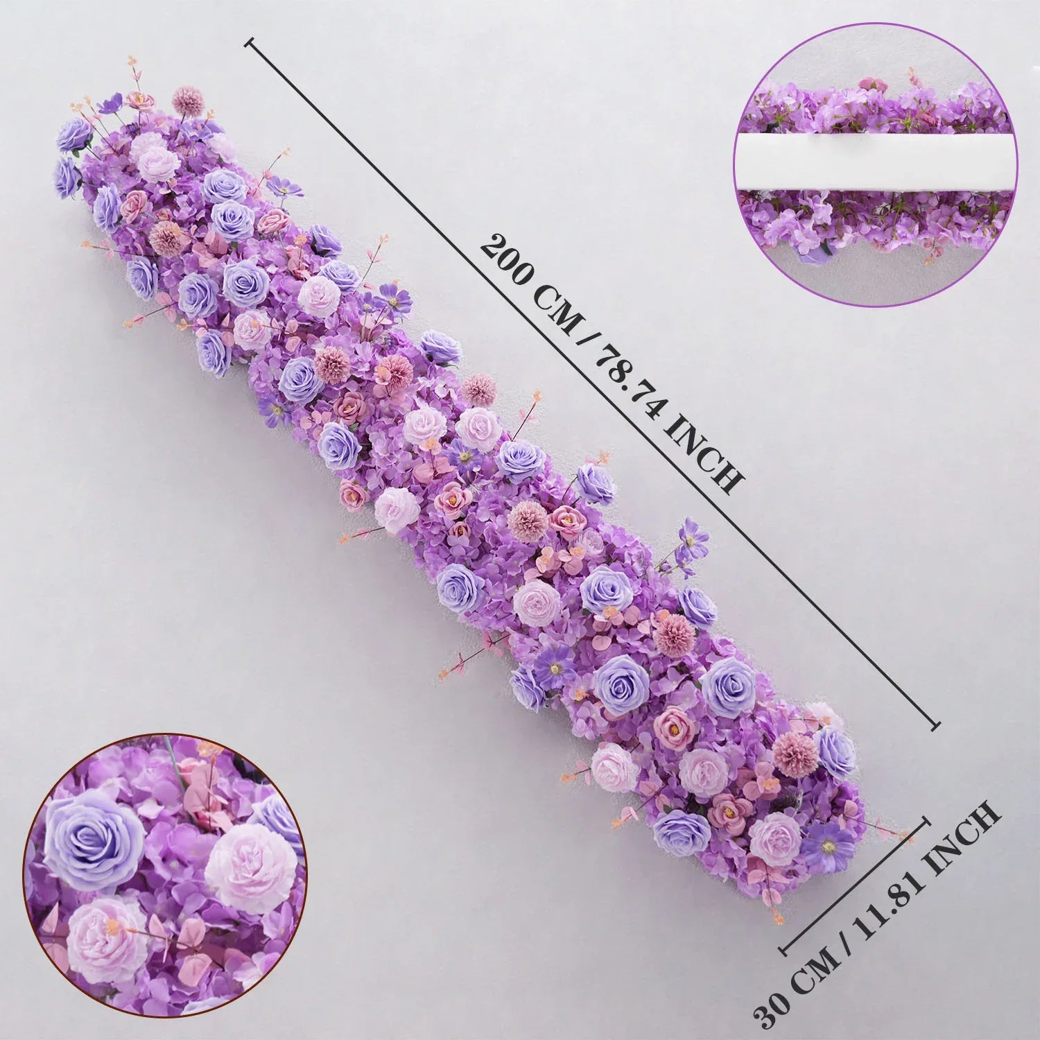 Uflower Purple Rose Table Runner Sofa Floral Wedding Backdrop Decor - Uflower