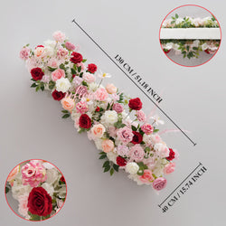 Uflower Pink White Rose Table Runner Sofa Floral Wedding Backdrop Decor