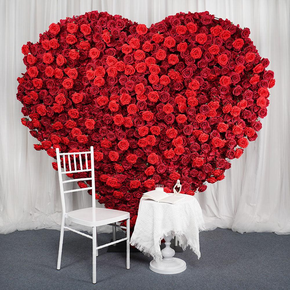 2*2m Red Rose Heart Shaped Flower Wall Wedding Background