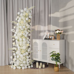 Uflower White Rose Floral Horn Arch Wedding Party Backdrop Decor