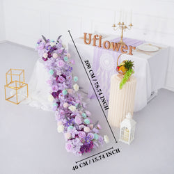 Uflower Purple Table Runner Arrangement Wedding Backdrop Wall Decor