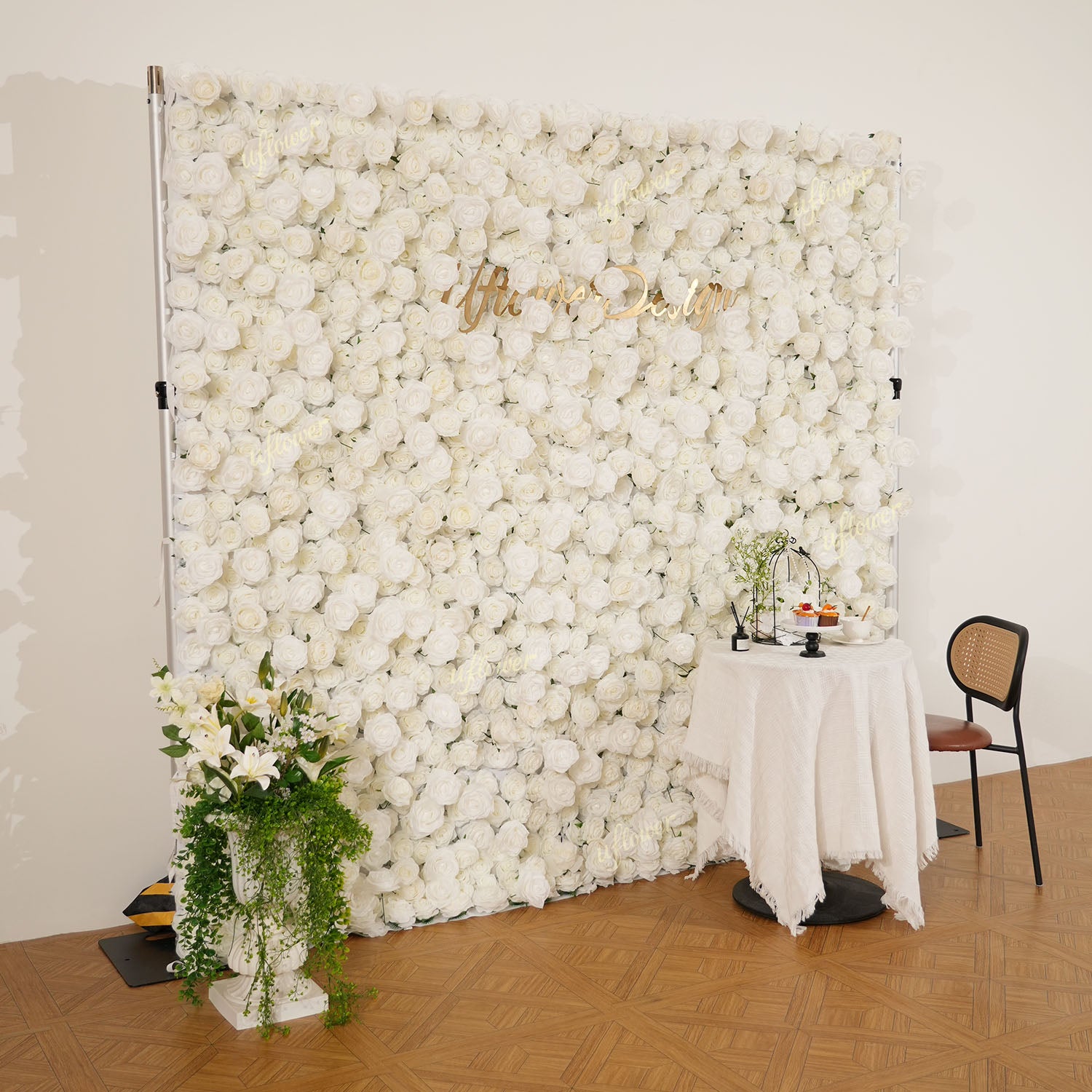 Uflower White Rose Flower Wall Backdrop Wedding Party Decoration