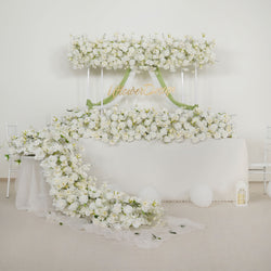 Uflower White Sofa Table Runner Floor Flower Arrangement Wedding KT Backdrop Decor