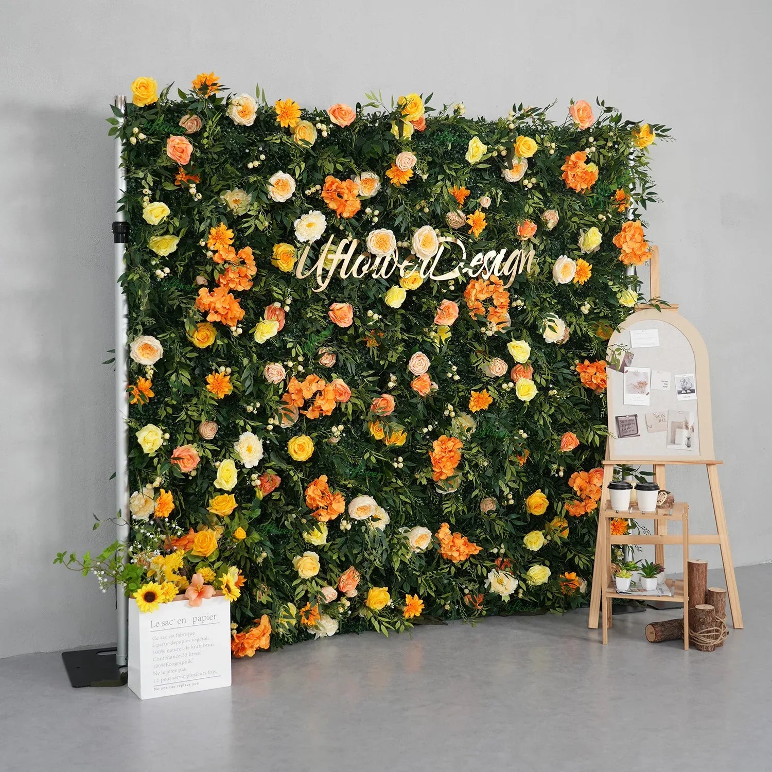 Uflower Autumn Orange Yellow Flower Wall Fall Wedding Party Event Decor SET80198 - Uflower
