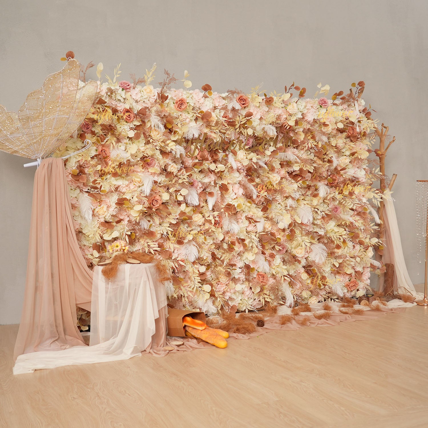 Uflower Khaki Eucalyptus Flower Wall Wedding Party Backdrop Decor