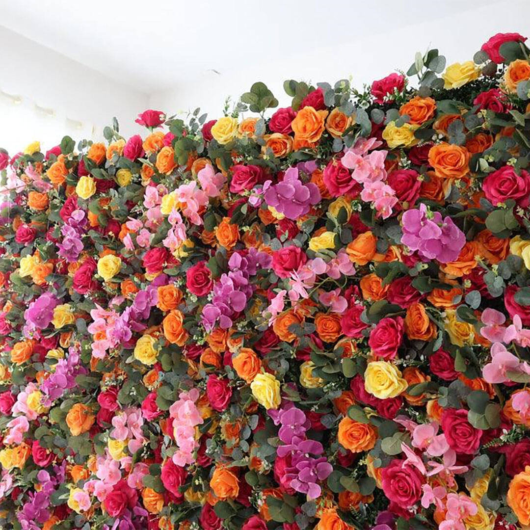 Simulated Colorful Rose Wall Wedding Background Party Activity Props