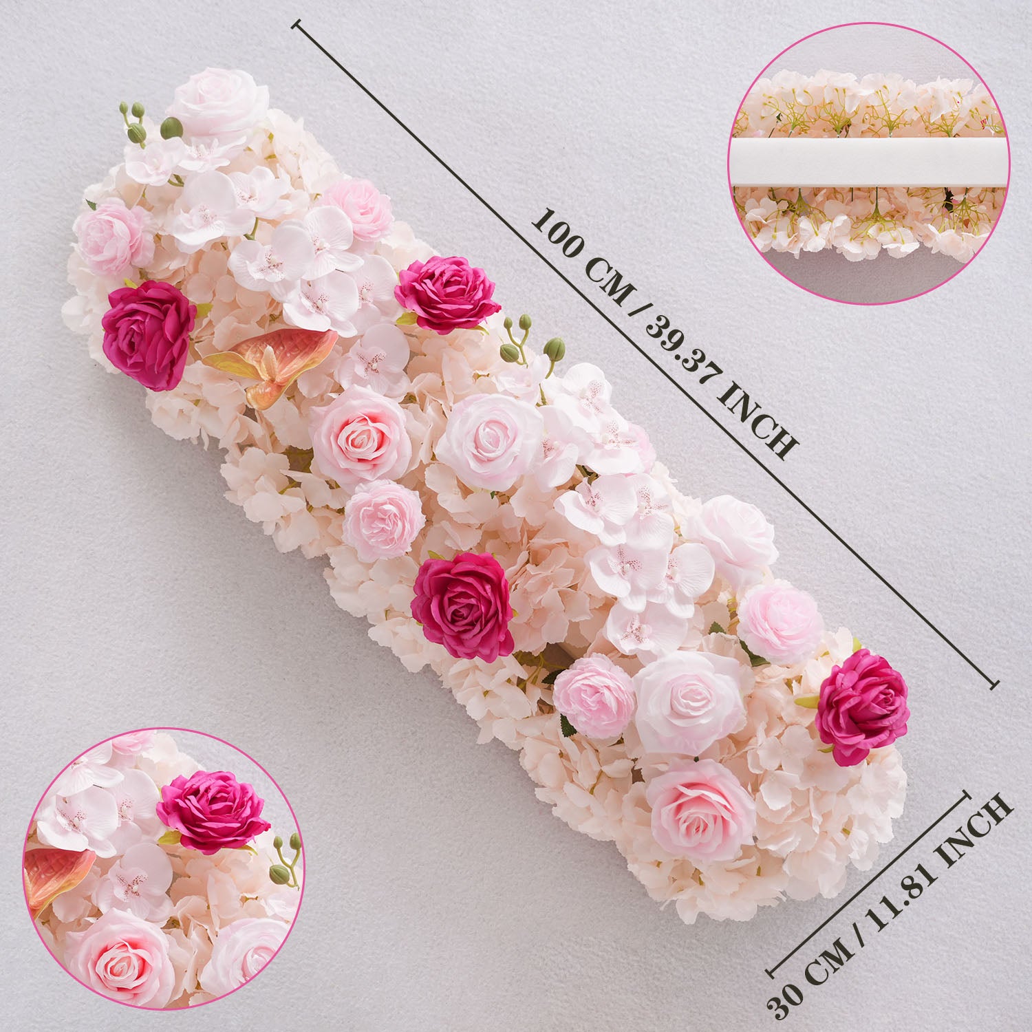Uflower Pink Rose Floral Door Arch Wedding Party Backdrop Decoration
