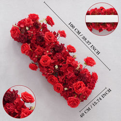 Uflower Red Rose Floral Square Arch Wedding Party Backdrop Decoration