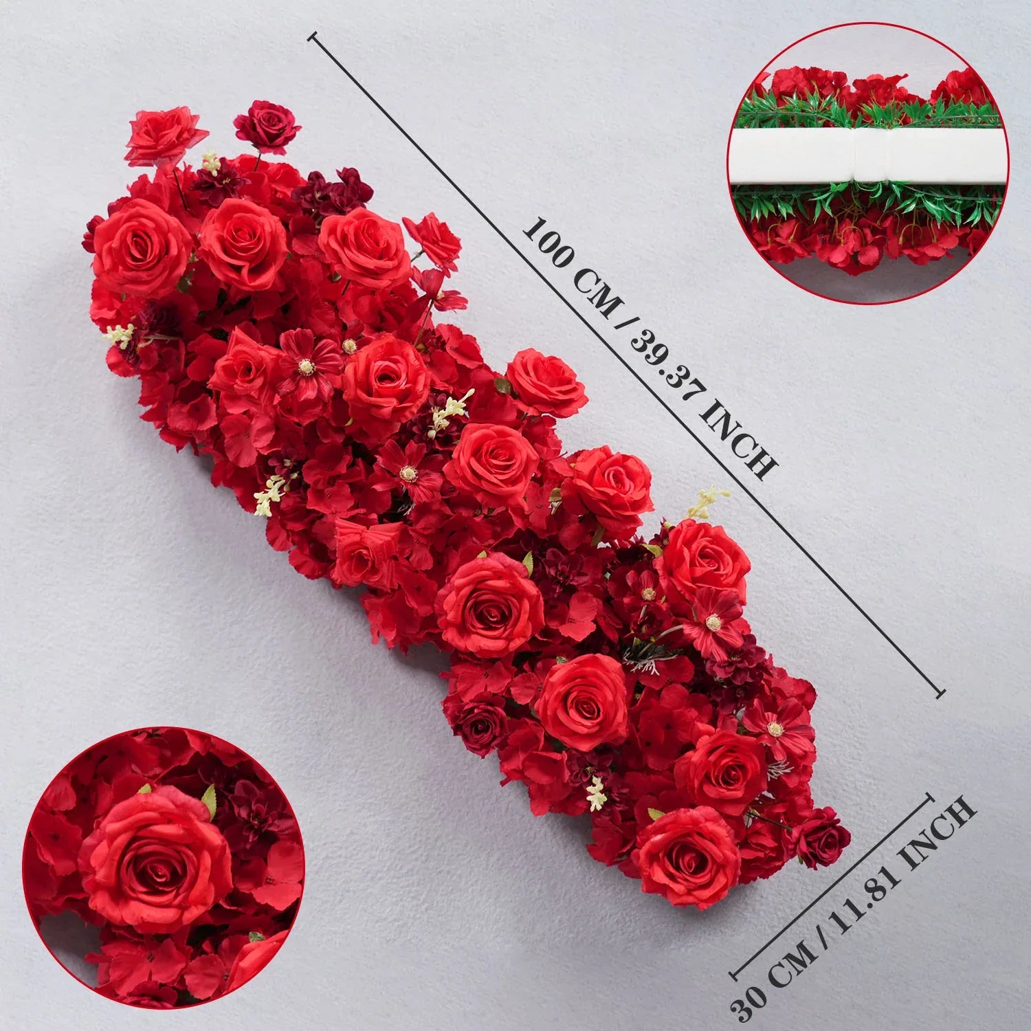 Uflower Red Rose Floral Square Arch Wedding Party Backdrop Decoration - Uflower