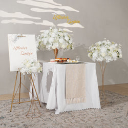 Uflower White Rose Baby's Breath Flower Ball For Table Centerpieces