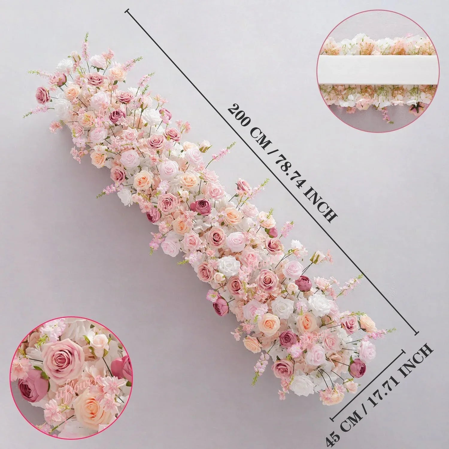 Uflower Pink White Rose Flower Arrangement Table Runner Wedding Round Arch SET80184 - Uflower