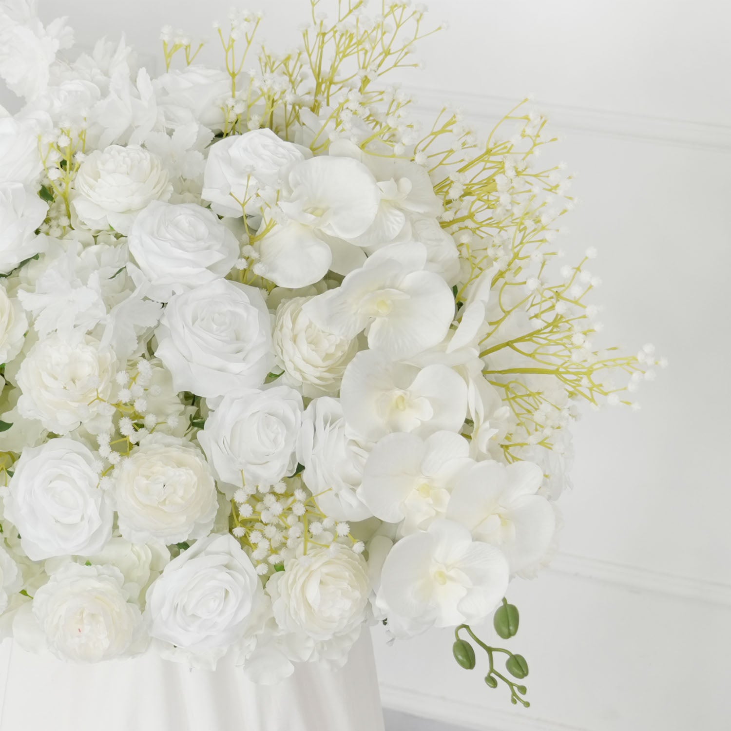 White Baby breath Rose Wedding Backdrop Arch Decor