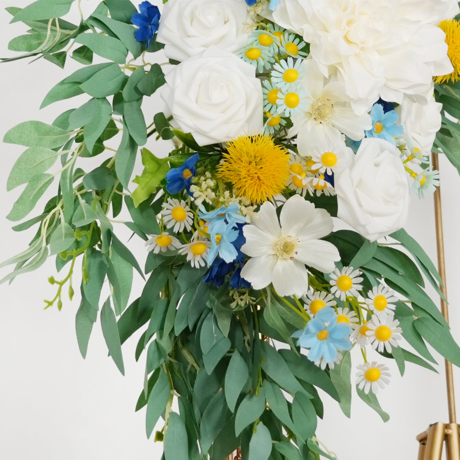 Uflower Rose Green White Flower Willow Leaf Wedding Welcome Flower Floral Decor